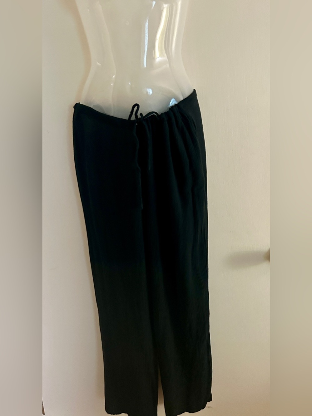Express Black Wide-Leg Gauzy Drawstring Pants